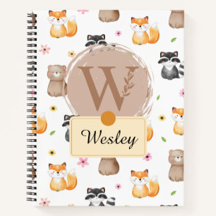 Woodland Animal Personalised - Named with Letter W Notebook