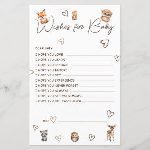 Woodland Animal Theme wishes for Baby