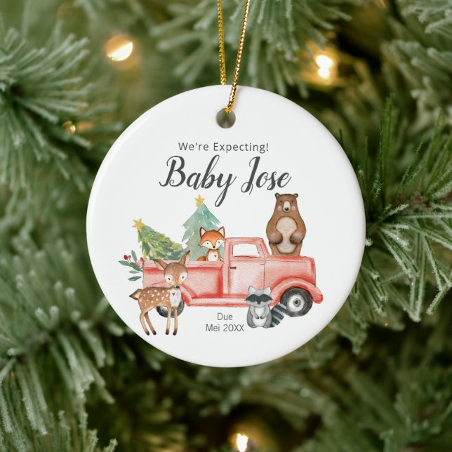 Woodland Animal Truck We're Expecting Parents  Ceramic Tree Decoration (Tree)