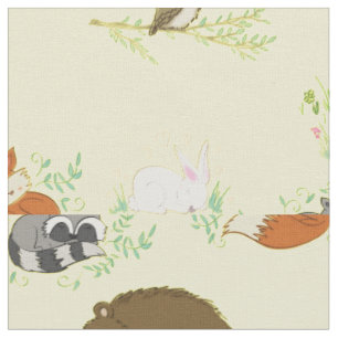 Woodland Animal Watercolor Baby Nursery Fabric