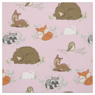 Woodland Animal Watercolor Baby Nursery Fabric
