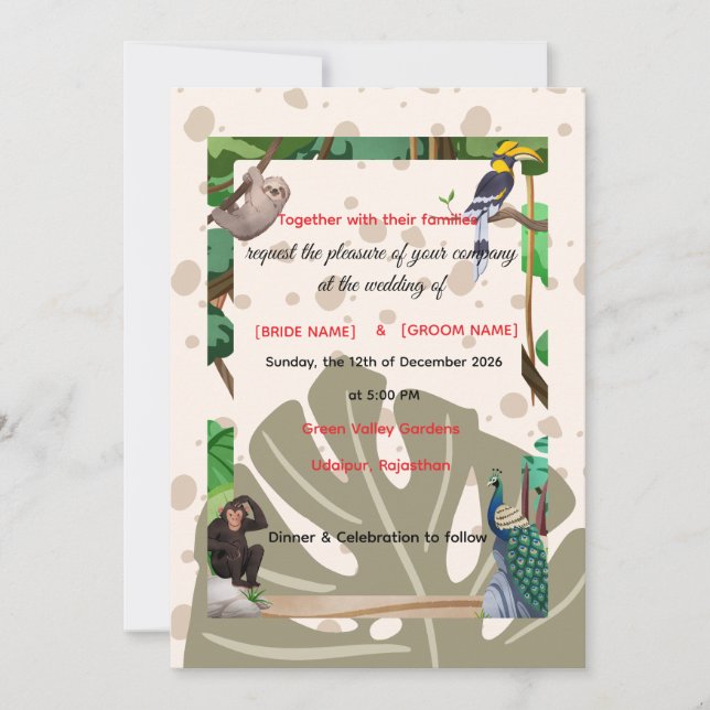 Woodland Animal Wedding Invitation  (Front)