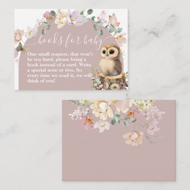 Woodland animal wildflower Girl Baby Shower  Enclosure Card (Front/Back)