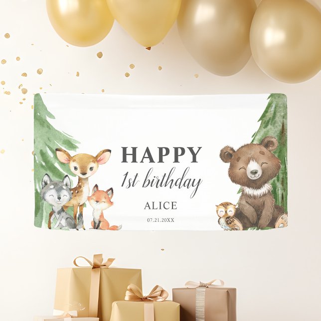 Woodland Animals 1st Birthday Banner (Creator Uploaded)