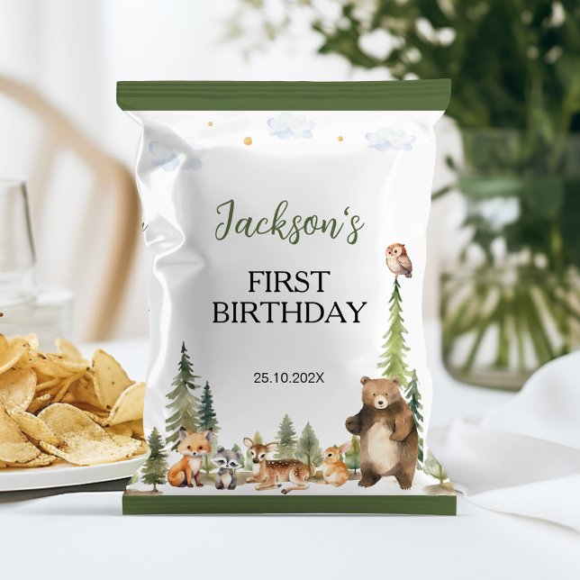Woodland Animals 1st Birthday Chip Bag Wrapper (Creator Uploaded)