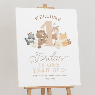 Woodland Animals 1st Birthday Party Welcome Sign