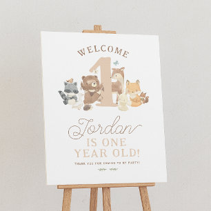Woodland Animals 1st Birthday Party Welcome Sign