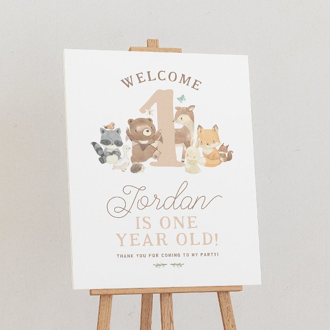 Woodland Animals 1st Birthday Party Welcome Sign (Creator Uploaded)
