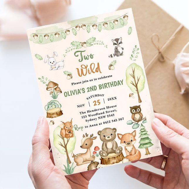 Woodland Animals 2nd Birthday Party Invitation (Creator Uploaded)