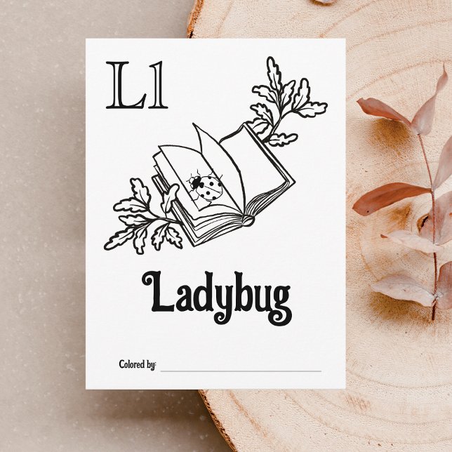 Woodland Animals ABC Colouring Baby Shower Activit Postcard (Letter L - Color Your Own Baby's First ABC's Keepsake Cards)