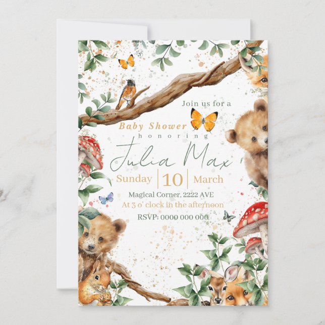 Woodland animals adventure 2 back choises invitation (Front)