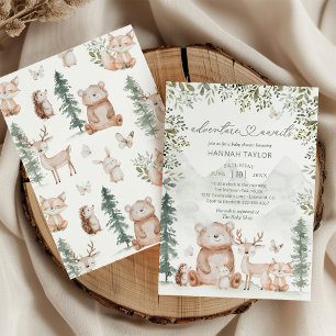 Woodland Animals Adventure Awaits Baby Shower Invitation