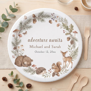 Woodland Animals Adventure Awaits Fox Log Paper Plate