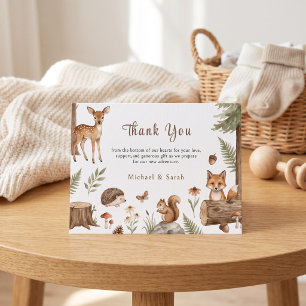 Woodland Animals Adventure Awaits Fox Log Thank You Card