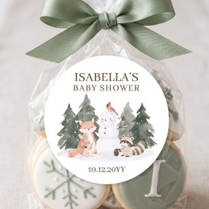 Woodland Animals Adventure Baby Shower Classic Round Sticker