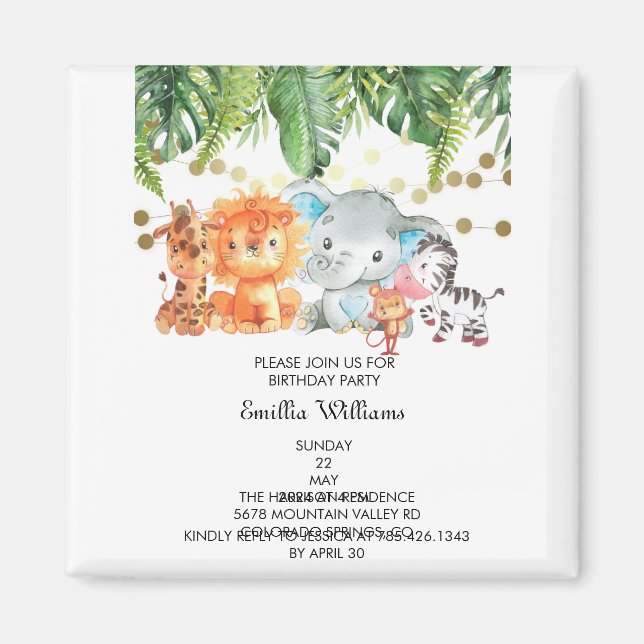 Woodland Animals Adventure Baby Shower Magnet (Front)