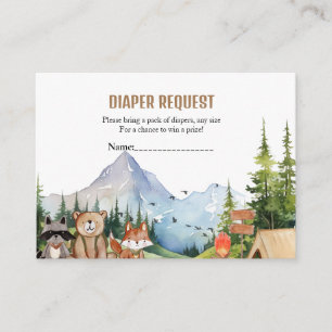 Woodland Animals Adventure diaper raffle request Enclosure Card