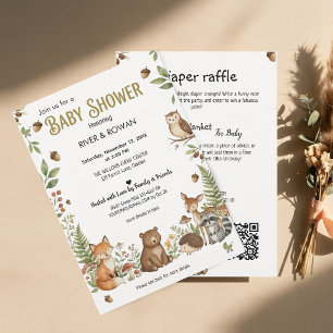 Woodland Animals All In One Baby Shower Invitation