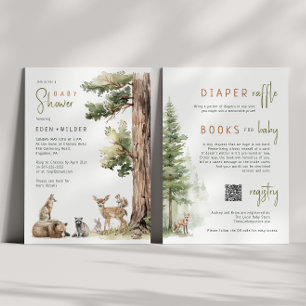 Woodland Animals   All In One Couples Baby Shower Invitation