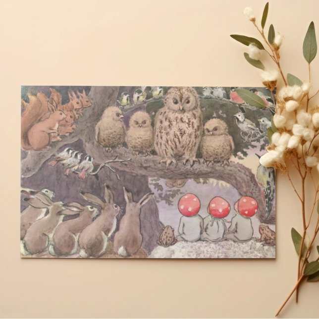 Woodland Animals and Children Elsa Beskow Thank You Card (Creator Uploaded)