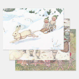 Woodland Animals and Children Elsa Beskow Wrapping Paper Sheet
