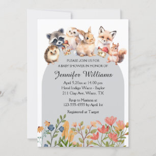 woodland animals arch baby shower invitation