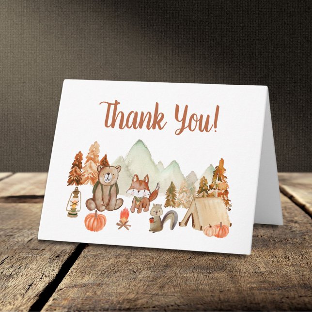 Woodland Animals Autumn Baby Shower Thank You Card (Creator Uploaded)