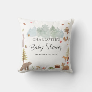 Woodland Animals Autumn Fall Baby Shower Cushion