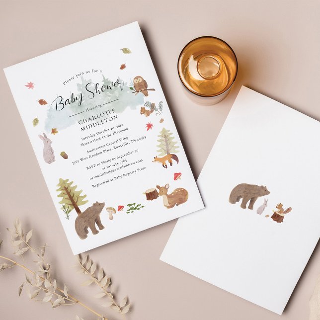 Woodland Animals Autumn Fall Baby Shower Invitation (Woodland Animals Fall Baby Shower Invitation)