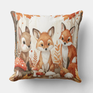 Woodland Animals Autumn - Fox Deer Rabbit Owl Mush Cushion