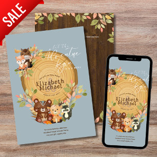 Woodland Animals Baby Boy Shower 1st Birthday Invitation