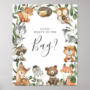 Woodland Animals Baby Guess What's in the Bag Poster