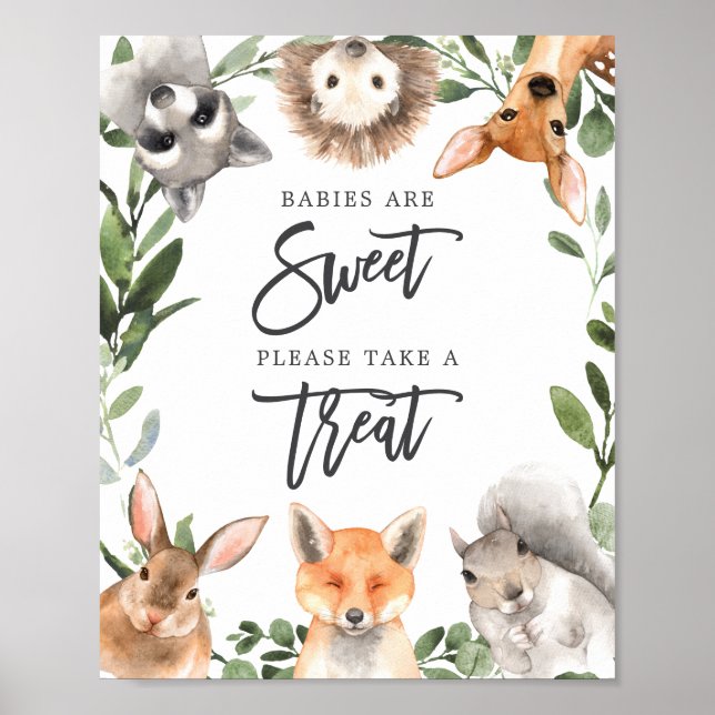 Woodland Animals Baby Shower Babies Are Sweet Sign (Front)