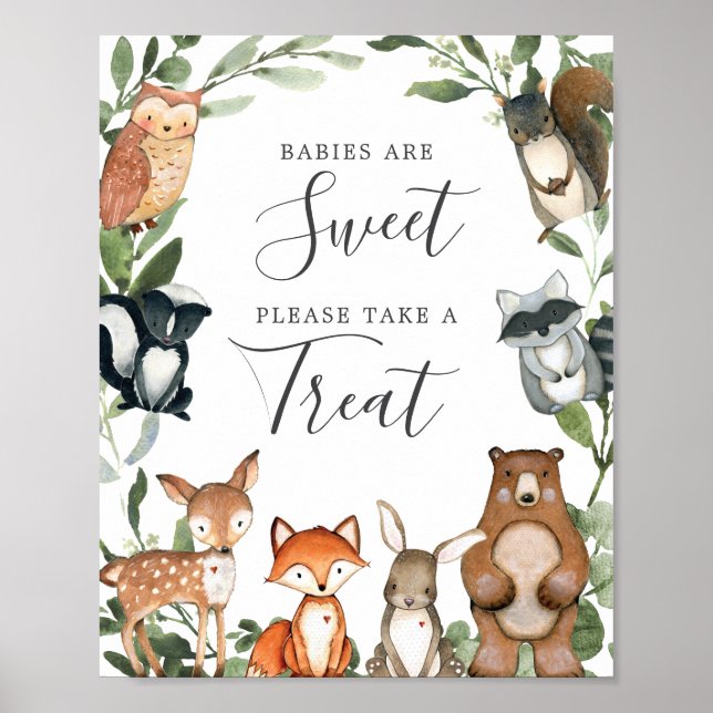Woodland Animals Baby Shower Babies Are Sweet Sign (Front)