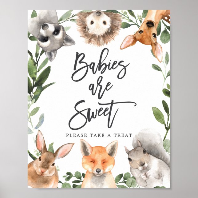 Woodland Animals Baby Shower Babies Are Sweet Sign (Front)