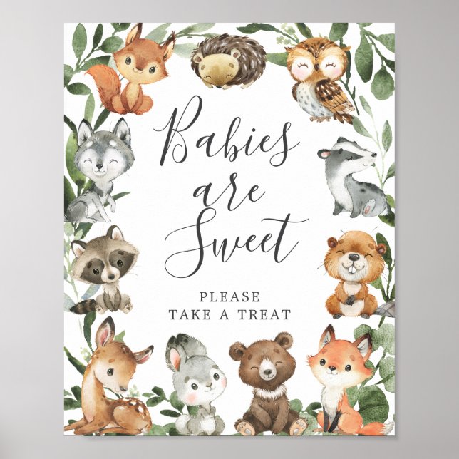 Woodland Animals Baby Shower Babies Are Sweet Sign (Front)