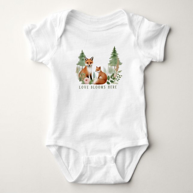 Woodland Animals Baby Shower Baby Bodysuit (Front)