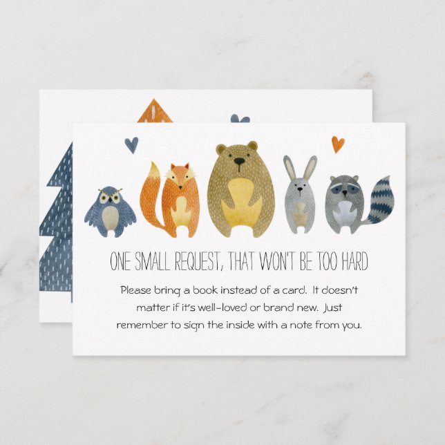 Woodland Animals Baby Shower Book Request (Front/Back)