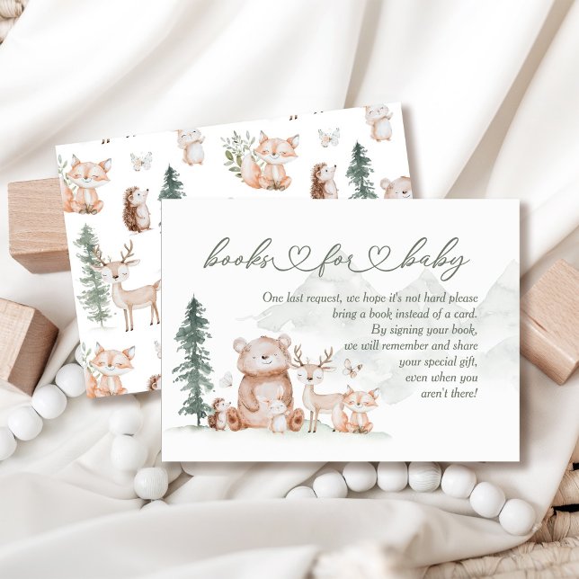 Woodland Animals Baby Shower Books for Baby Enclosure Card (Creator Uploaded)