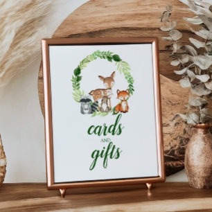 Woodland Animals Baby Shower Cards and Gifts Poster