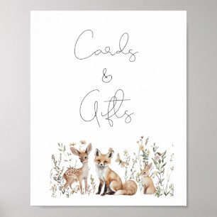 Woodland Animals Baby Shower Cards And Gifts Poster