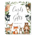Woodland Animals Baby Shower Cards and Gifts Sign