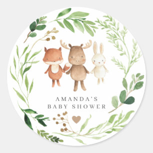 Woodland Animals Baby Shower  Classic Round Sticker