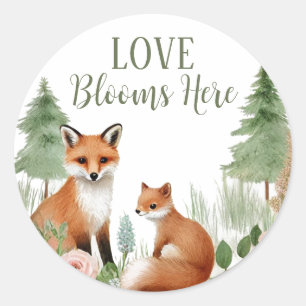 Woodland Animals Baby Shower Classic Round Sticker