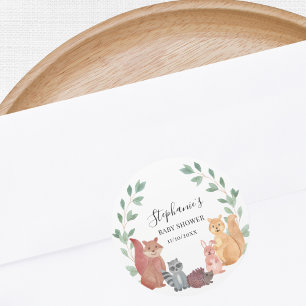 Woodland Animals Baby Shower  Classic Round Sticker
