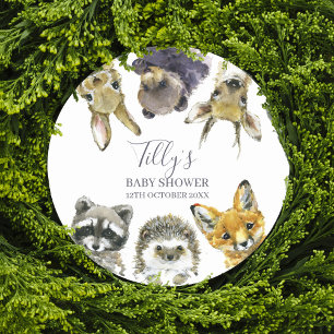 Woodland Animals Baby Shower Classic Round Sticker