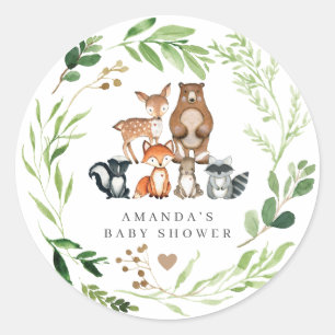 Woodland Animals Baby Shower  Classic Round Sticker