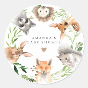 Woodland Animals Baby Shower  Classic Round Sticker