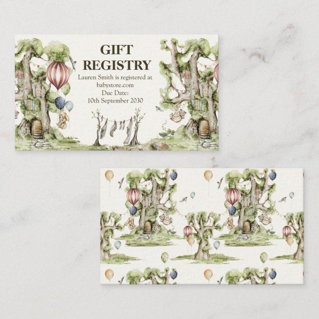 Woodland Animals Baby Shower Cute Gift Registry  Business Card (Front/Back)