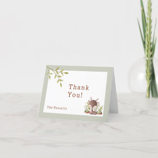 Woodland Animals Baby Shower Deer Thank You Card
